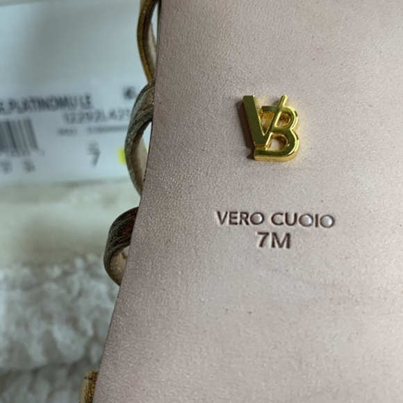 ‼️NWT $375.00 Veronica Beard Aldridge Metallic Leather Slingback Sandals - Picture 10 of 12
